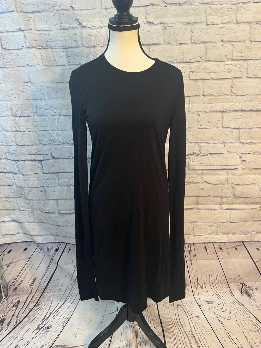 Acne Studios T-shirt Dress Black Signature Long Sleeves Small Cotton Portugal